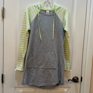 Sonoma Gray and Yellow Striped Terry Hoodie Coverup or Dress